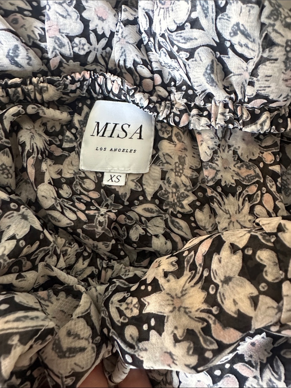 Misa Los Angeles Black and White Floral Ruffled Mini Dress - Picture 5 of 6